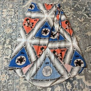 Tennis Vtg Postcard Colorful Geometric Wrap Skirt